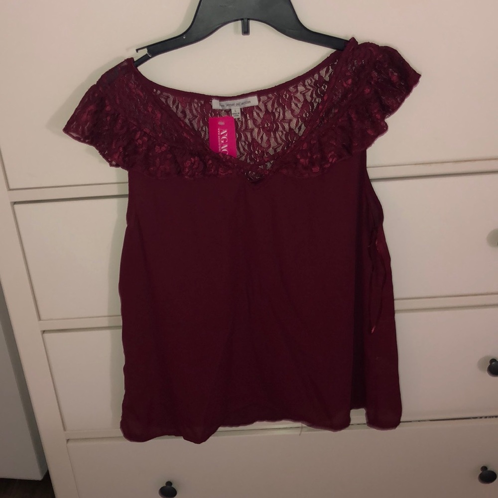 Red top with Lace shoulder